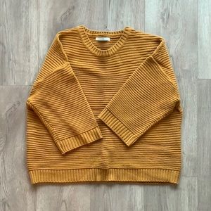 Wide cropped sleeve mustard sweater
